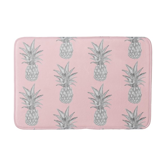 Rosa Ananas tropisches Muster Bodenmatte Badematte (Vorderseite)