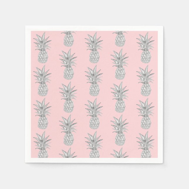 Rosa Ananas tropisches Muster Serviette (Vorderseite)