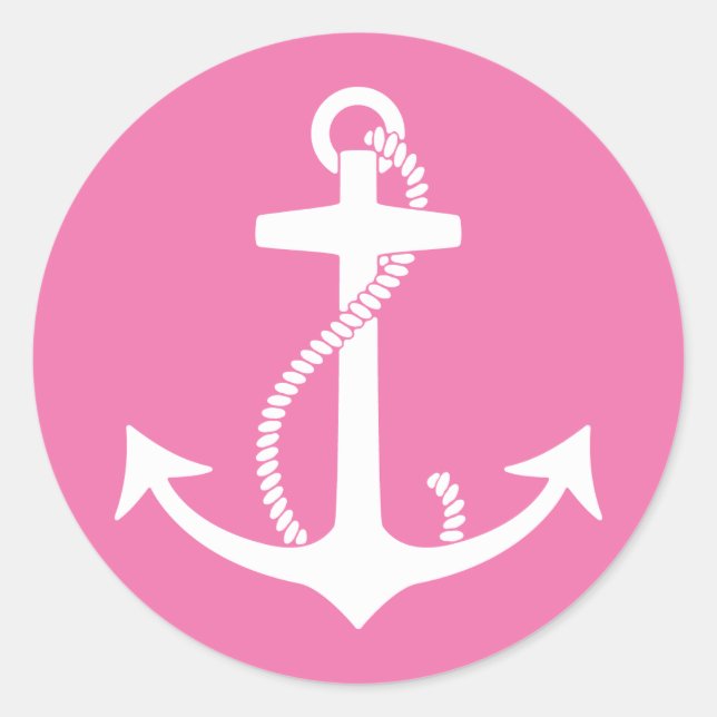 Rosa Anchor Runder Aufkleber (Vorderseite)