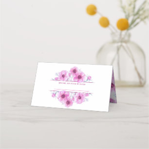 Rosa Anemone Aquarellkarte Hochzeitskarten Platzkarte