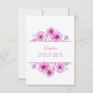 Rosa Anemone Blumen Hochzeitsantwort UAWG RSVP Karte