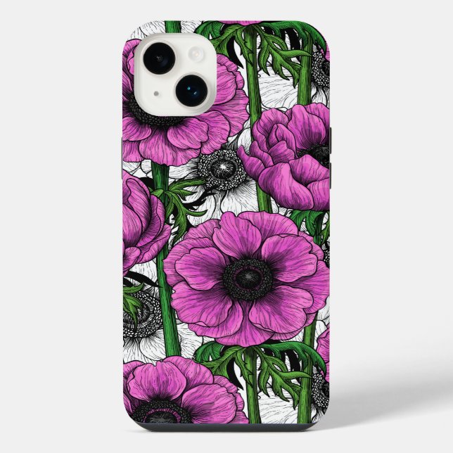 Rosa Anemone iPhone 14 Plus Hülle (Rückseite)
