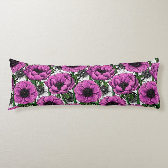 Rosa Anemone Seitenschläferkissen (Vorderseite)