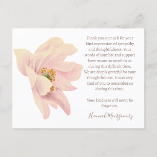 Rosa Anemonen Trauer Danksagungskarte, Beileid Postkarte