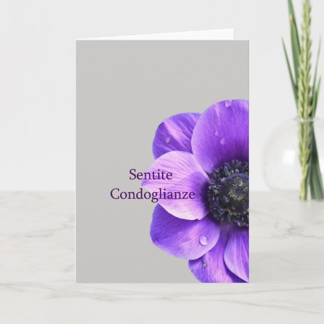 rosa Anemonenkarte Italienisches Beileid Karte (Vorderseite)