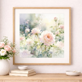 Rosa angehauchte Gartenrosen Poster