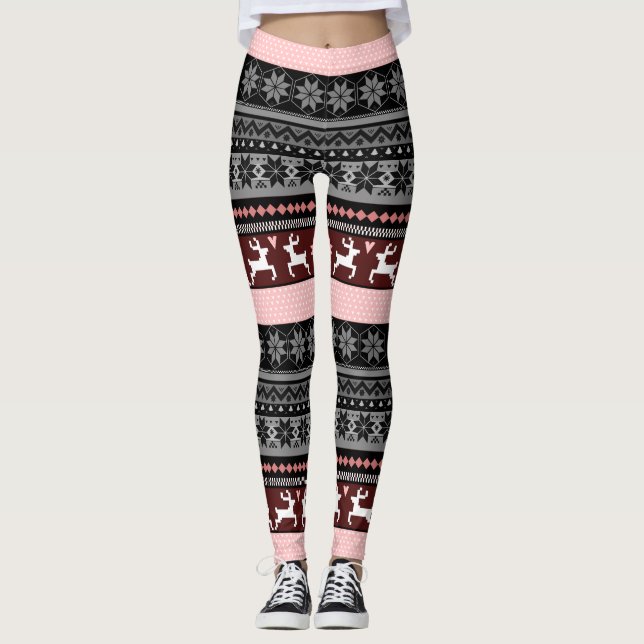 Rosa angemessenes Insel-Muster Leggings (Vorderseite)