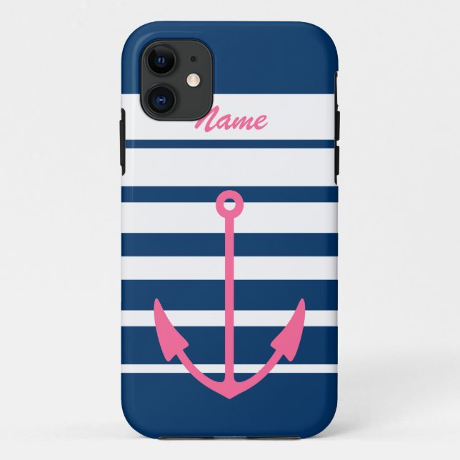 Rosa Anker iPhone 5 Marineblau und -WEISS Case-Mate iPhone Hülle (Rückseite)