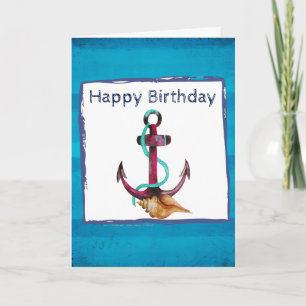 Rosa Anker Mit Seil Und Muscheln Geburtstag Karte