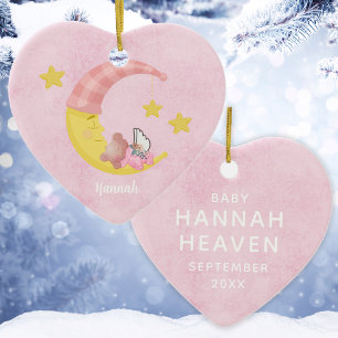 Rosa anpassbares Mädchen Baby Verlust Weihnachtshe Keramik Ornament
