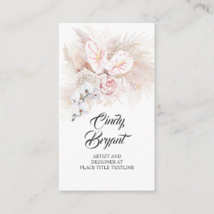 Rosa Anthurien Pampas Grass und Dusty Pink Roses Visitenkarte