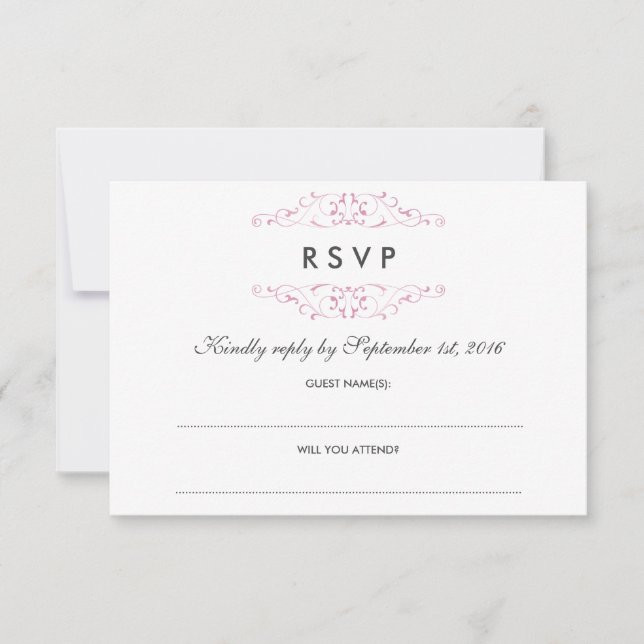 Rosa Antike Geblüht Hochzeit RSVP Karte (Vorderseite)