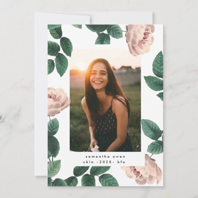 Rosa Antike Rose Foto Universität Grad Ankündigung (Vorderseite)