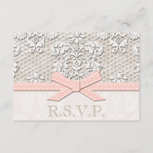 Rosa antike Spitzen-UAWG Hochzeitskarten RSVP Karte