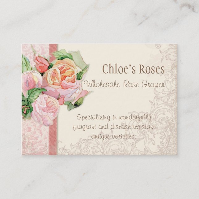 Rosa antike Vintage elegante verschwenderische Visitenkarte (Vorderseite)