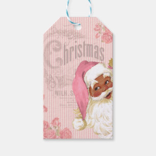 Rosa antiker viktorianischer Weihnachtsmann mit fa Geschenkanhänger