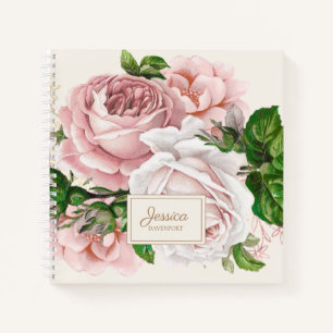 Rosa Antiquität Blumen Cream College Liniierung Notizbuch