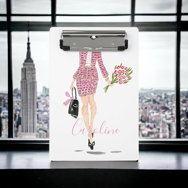 Rosa Anzug Schwarze Purpurfarben Blume Chic Mode Mini Klemmbrett (Von Creator hochgeladen)