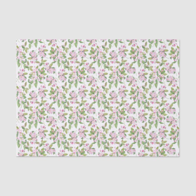 Rosa Apple blühen Blumenmuster auf Weiß Seidenpapier (Vorderseite)
