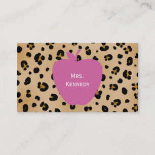 Rosa Apple-Leopard-Druck-Lehrer Visitenkarte