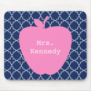 Rosa Apple-Marine Quatrefoil Mousepad