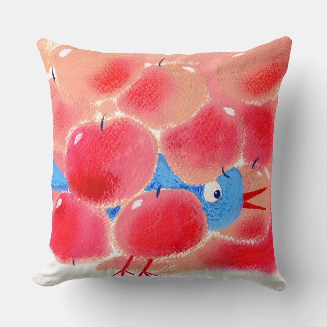 ROSA APPLE-VOGEL-KISSEN KISSEN (Vorderseite)