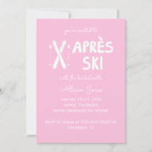 Rosa Apres Ski Junggeselinnen-Abschied Einladung