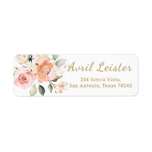 Rosa Apricot Rose Foliendadresse Etikett