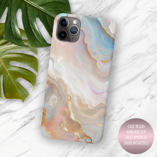 Rosa Aqua Blau Gold Weiß Marmor Kunst Muster Case-Mate iPhone Hülle