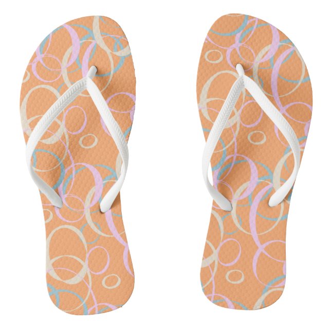 Rosa Aqua Creme Pastell Blasen auf Orange Flip Flops (Fußbett)