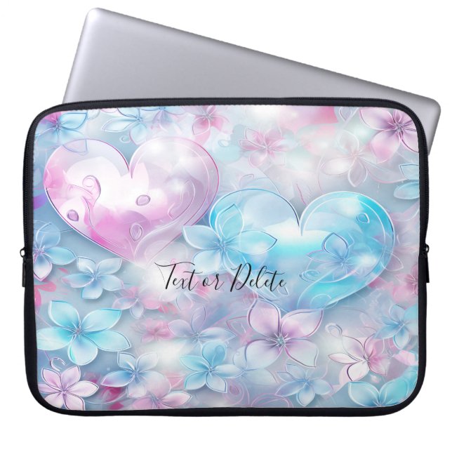 Rosa Aqua Hörnchen und Blume Laptop-Sieb Laptopschutzhülle (Vorderseite)