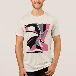 Rosa Aquamarin grünes Schwarzes Mauve Abstrakte Ku Tri-Blend Shirt