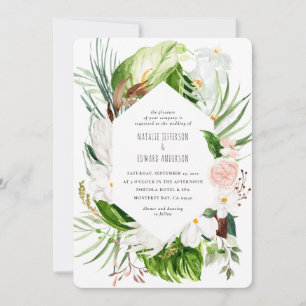 Rosa, aquamarin + orchid tropische Blumen Hochzeit Save The Date