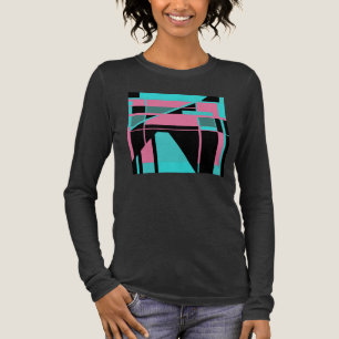Rosa Aquamarin Schwarz Abstrakt Labyrinth Design Tri-Blend Shirt