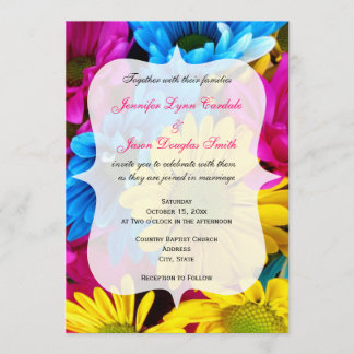 Rosa Aquamarine Gerber Daisy Blume Hochzeit Einlad Einladung