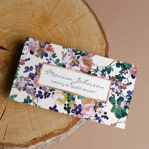 Rosa aquamarine, lila Goldpolka-Punkte Visitenkarte