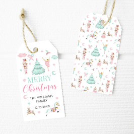 Rosa aquamarine Pastell Nutcracker Weihnachtsmarke Geschenkanhänger