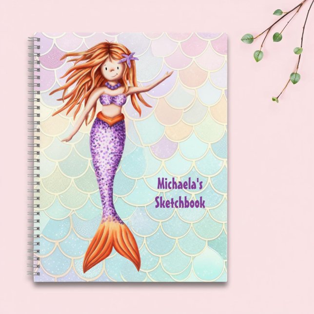 Rosa Aquamarine Skalen Mermaid Sketchbook Notizbuch (Von Creator hochgeladen)