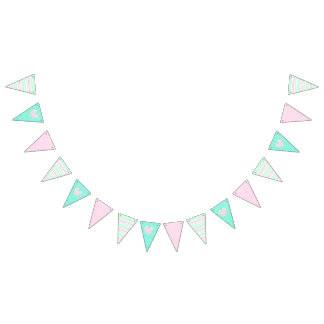 Rosa, aquamarine und gestreifte Herz-Flaggen-Fahne Wimpelkette