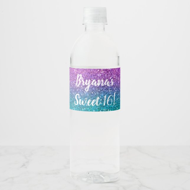 Rosa Aquamarines Aqua Blue & Lila Funkelnd Glitzer (Vorderseite)