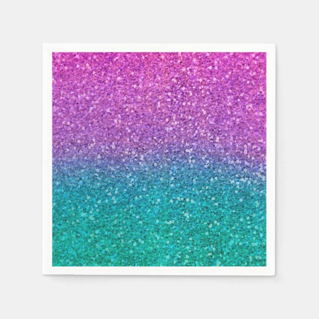 Rosa Aquamarines Aqua Blue & Lila Funkelnd Glitzer Serviette (Vorderseite)