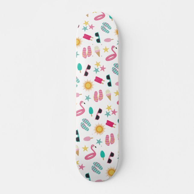 Rosa aquamarines Sommer-Strand-Muster Skateboard (Vorne)