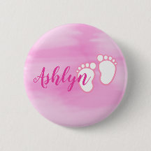 Rosa Aquarell-Abdruck-kleiner Baby-Fuß-Name