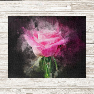 Rosa Aquarell auf schwarzem Hintergrund