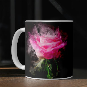 Rosa Aquarell auf schwarzem Hintergrund Kaffeetasse