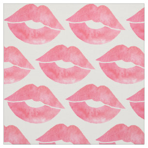 Rosa Aquarell-Blick-Lippenmuster Stoff