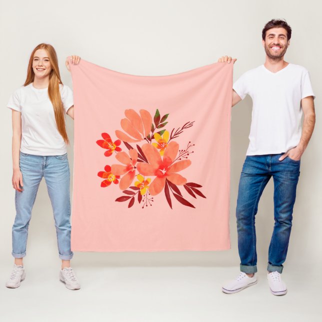 Rosa Aquarell-Blume Fleecedecke (Beispiel)