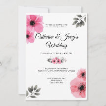 Rosa Aquarell Blume Hochzeitskarte