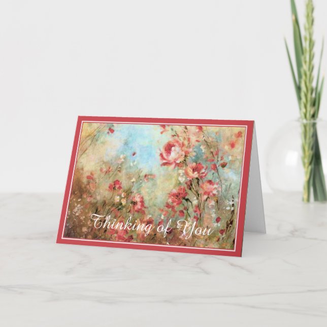 Rosa Aquarell-Blume Karte (Vorderseite)