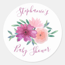 Rosa Aquarell Blume Kinderdusche Personalisiert
